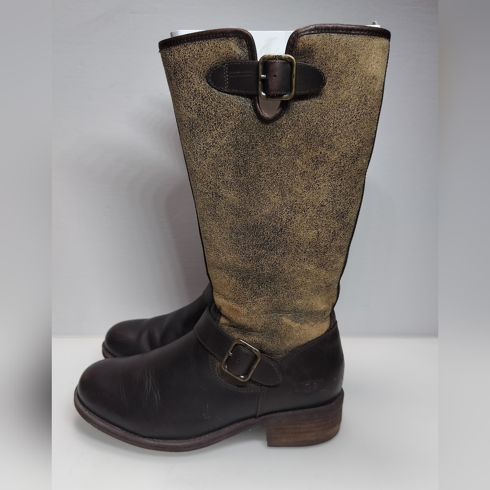 UGG Australia Chancery Water Resistant Shearling Lines Brown Leather Boots S 7.5 - Picture 7 of 16